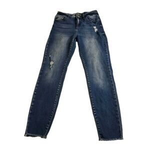KanCan Jeans Womens 7/27 Blue‎ Slim Straight Stretch Low Rise Distressed Denim